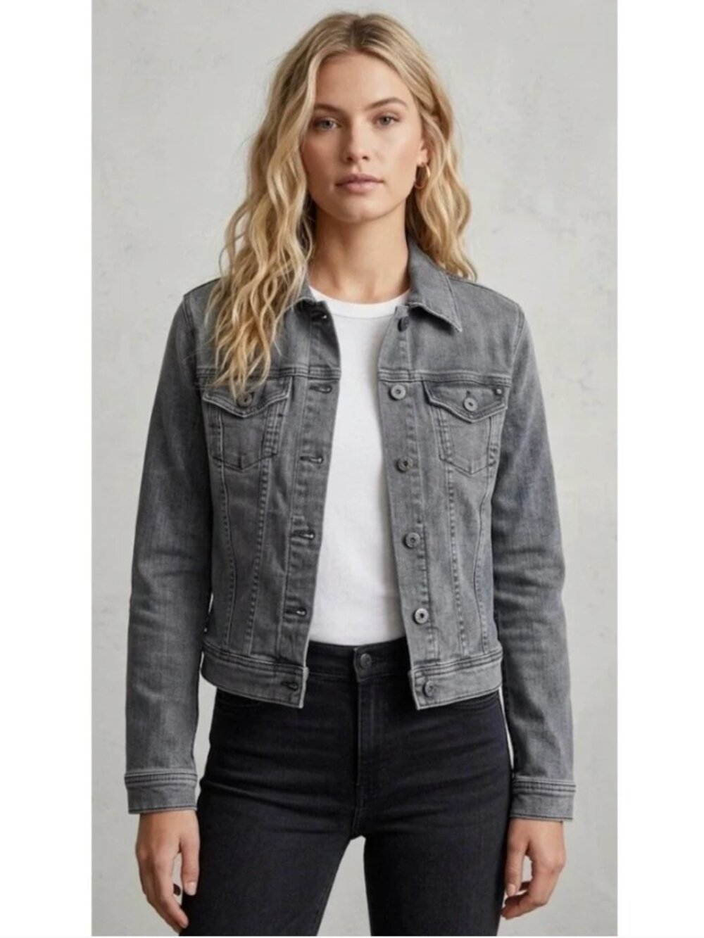 AG Adriano Goldschmied Womens Size Medium Gray Jean Jacket
